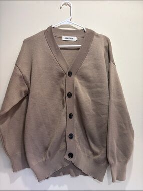 Men's Realtakai Taupe Button-Front Cardigan